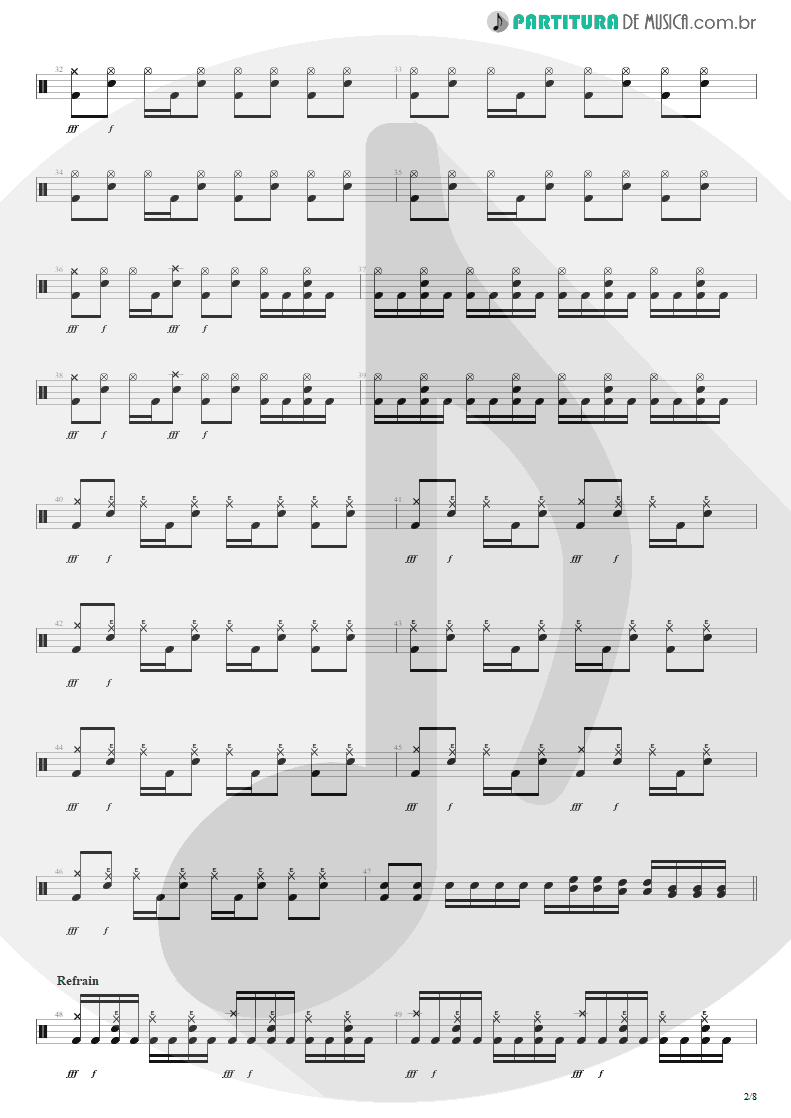 Partitura de musica de Bateria - Pride | Shaaman | Ritual 2002 - pag 2