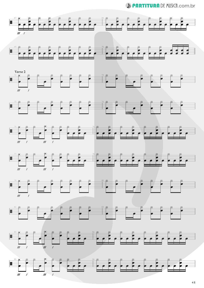 Partitura de musica de Bateria - Pride | Shaaman | Ritual 2002 - pag 4