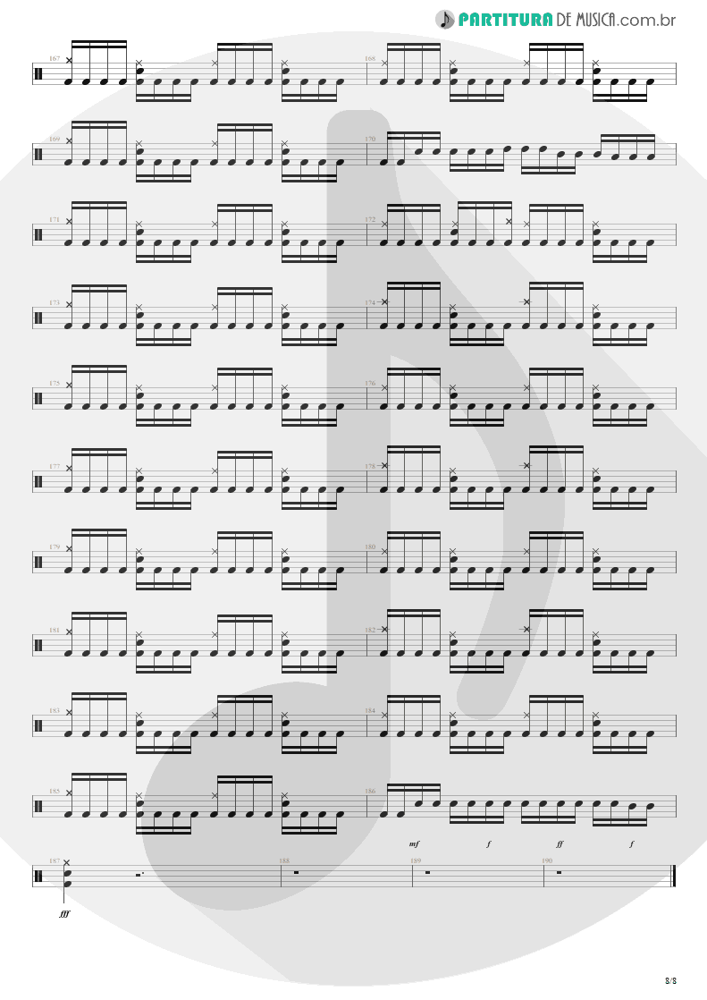 Partitura de musica de Bateria - Time Will Come | Shaaman | Ritual 2002 - pag 8