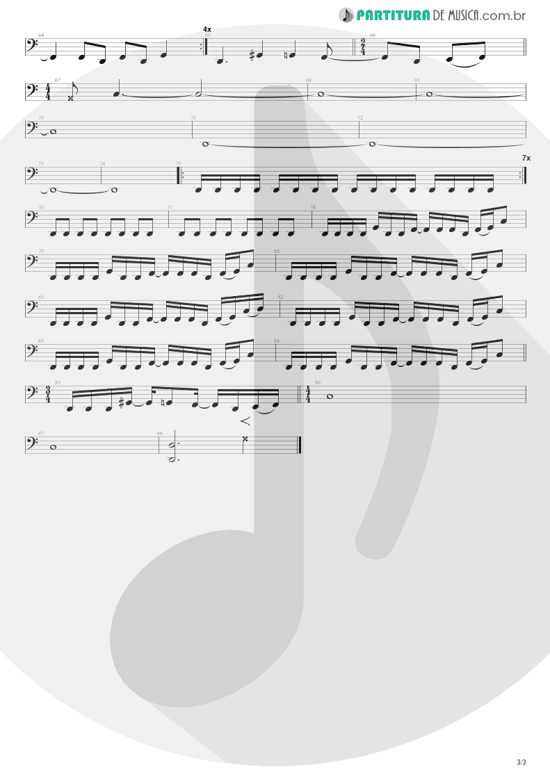 Partitura de musica de Baixo Elétrico - Faultline | Silverchair | Frogstomp 1995 - pag 3