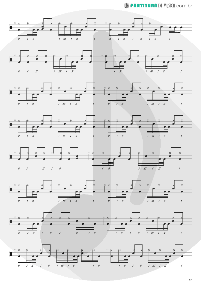 Partitura de musica de Bateria - Faultline | Silverchair | Frogstomp 1995 - pag 3