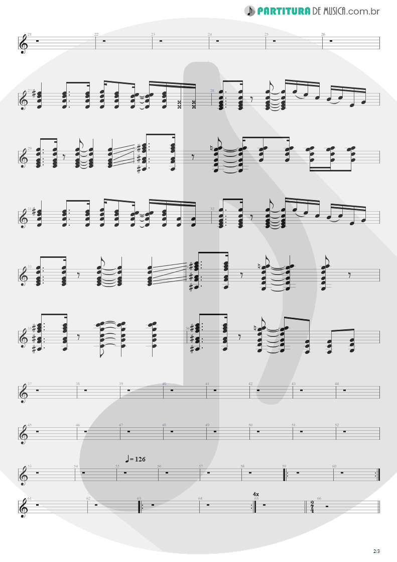 Partitura de musica de Guitarra Elétrica - Faultline | Silverchair | Frogstomp 1995 - pag 2