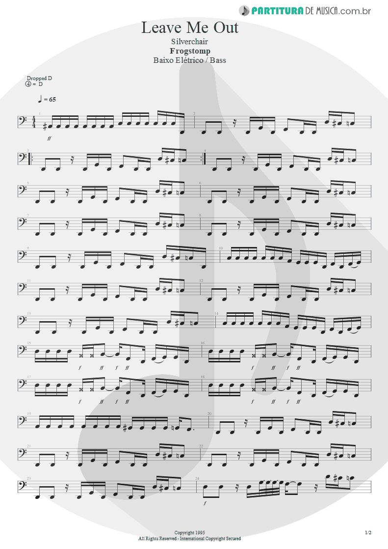 Partitura de musica de Baixo Elétrico - Leave Me Out | Silverchair | Frogstomp 1995 - pag 1