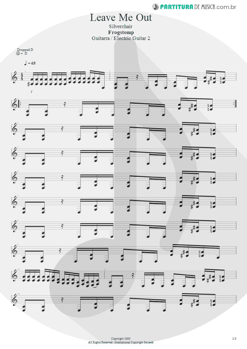 Partitura de musica de Guitarra Elétrica - Leave Me Out | Silverchair | Frogstomp 1995 - pag 1