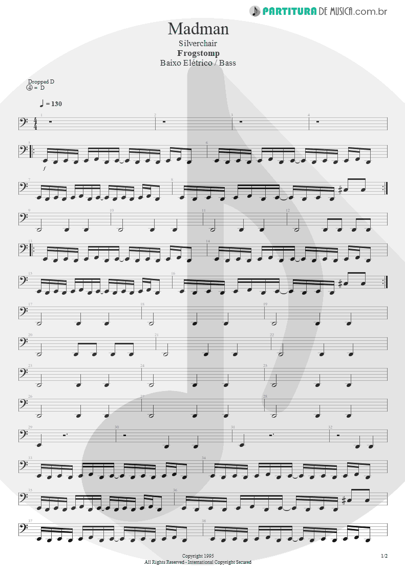 Partitura de musica de Baixo Elétrico - Madman | Silverchair | Frogstomp 1995 - pag 1