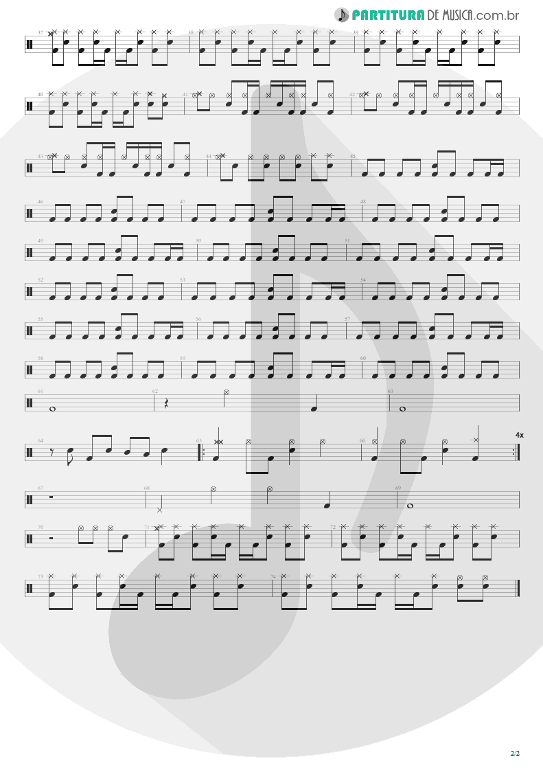 Partitura de musica de Bateria - Madman | Silverchair | Frogstomp 1995 - pag 2