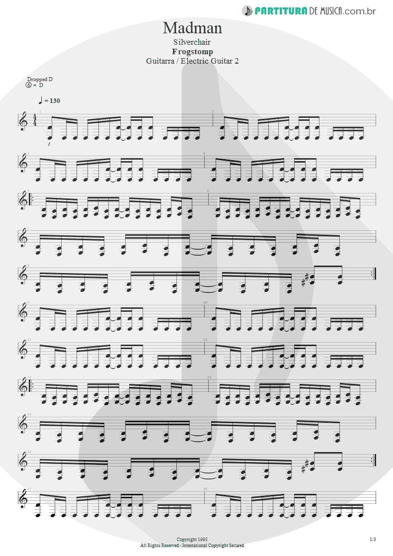 Partitura de musica de Guitarra Elétrica - Madman | Silverchair | Frogstomp 1995 - pag 1