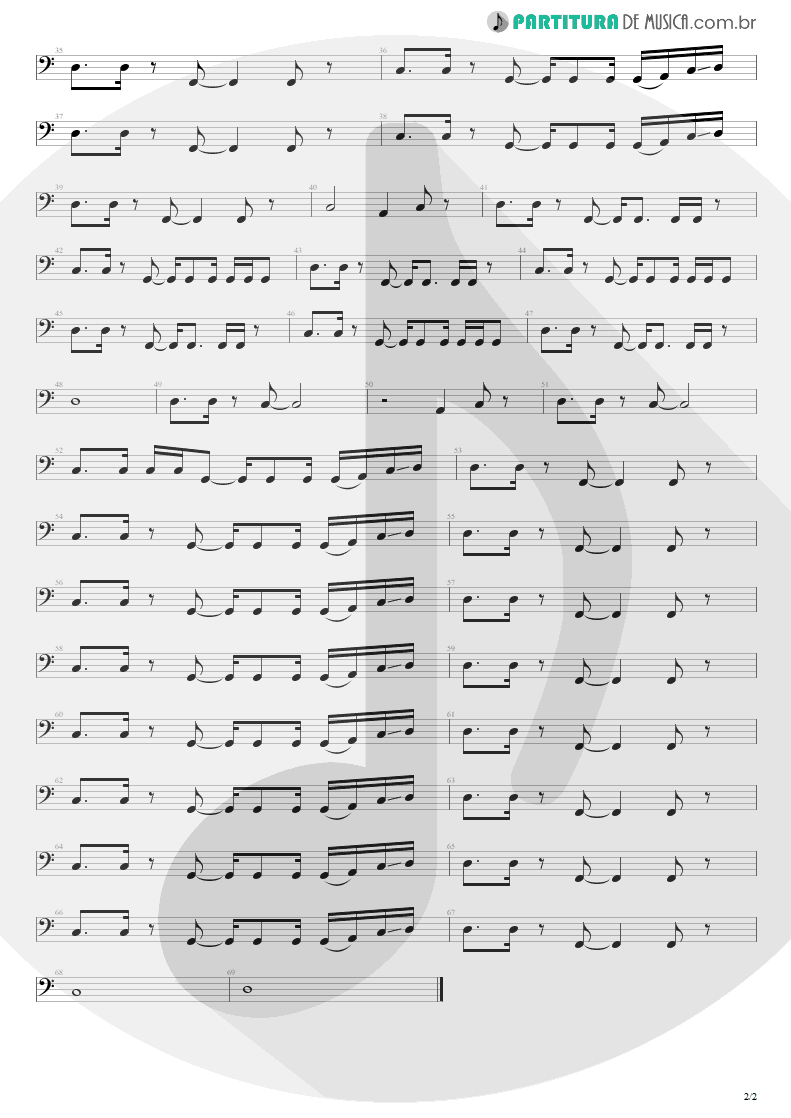 Partitura de musica de Baixo Elétrico - Shade | Silverchair | Frogstomp 1995 - pag 2