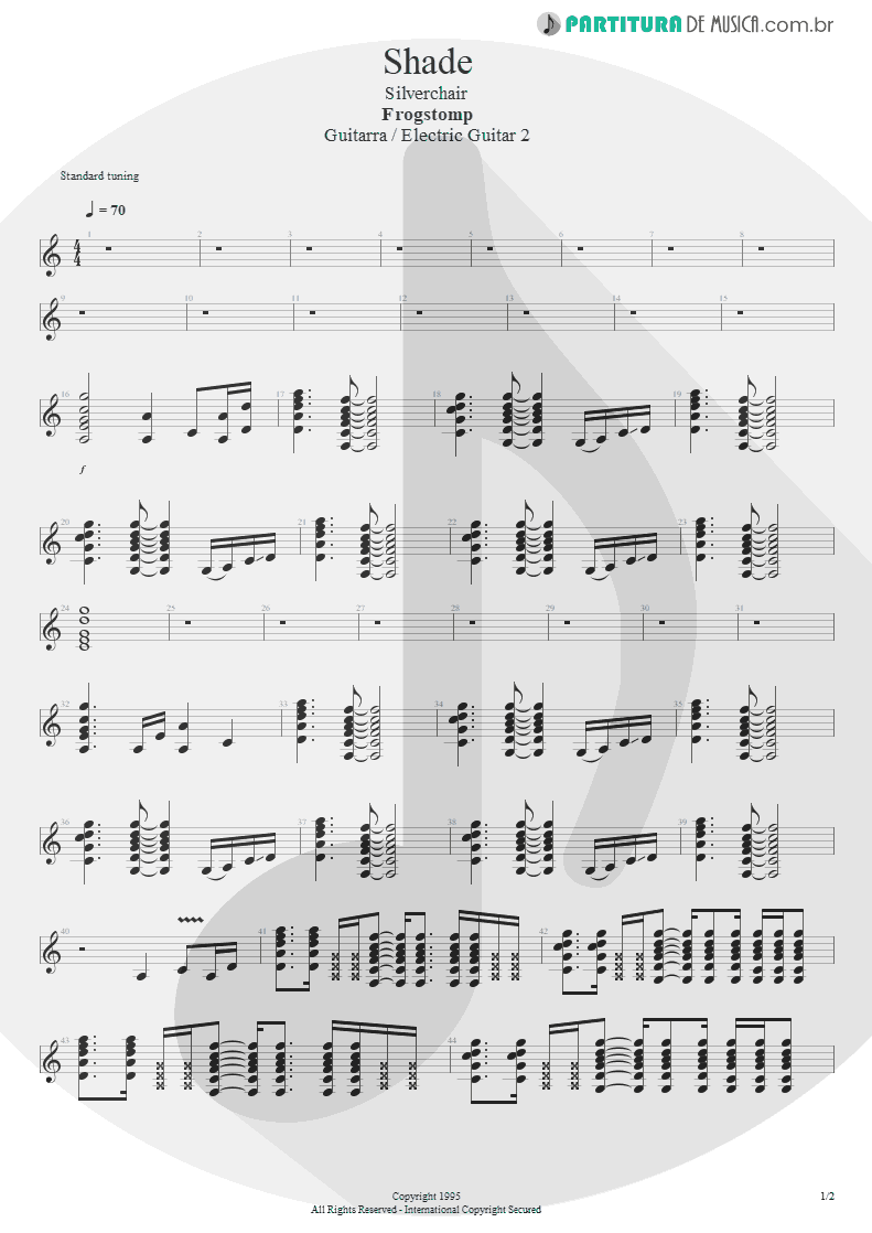 Partitura de musica de Guitarra Elétrica - Shade | Silverchair | Frogstomp 1995 - pag 1