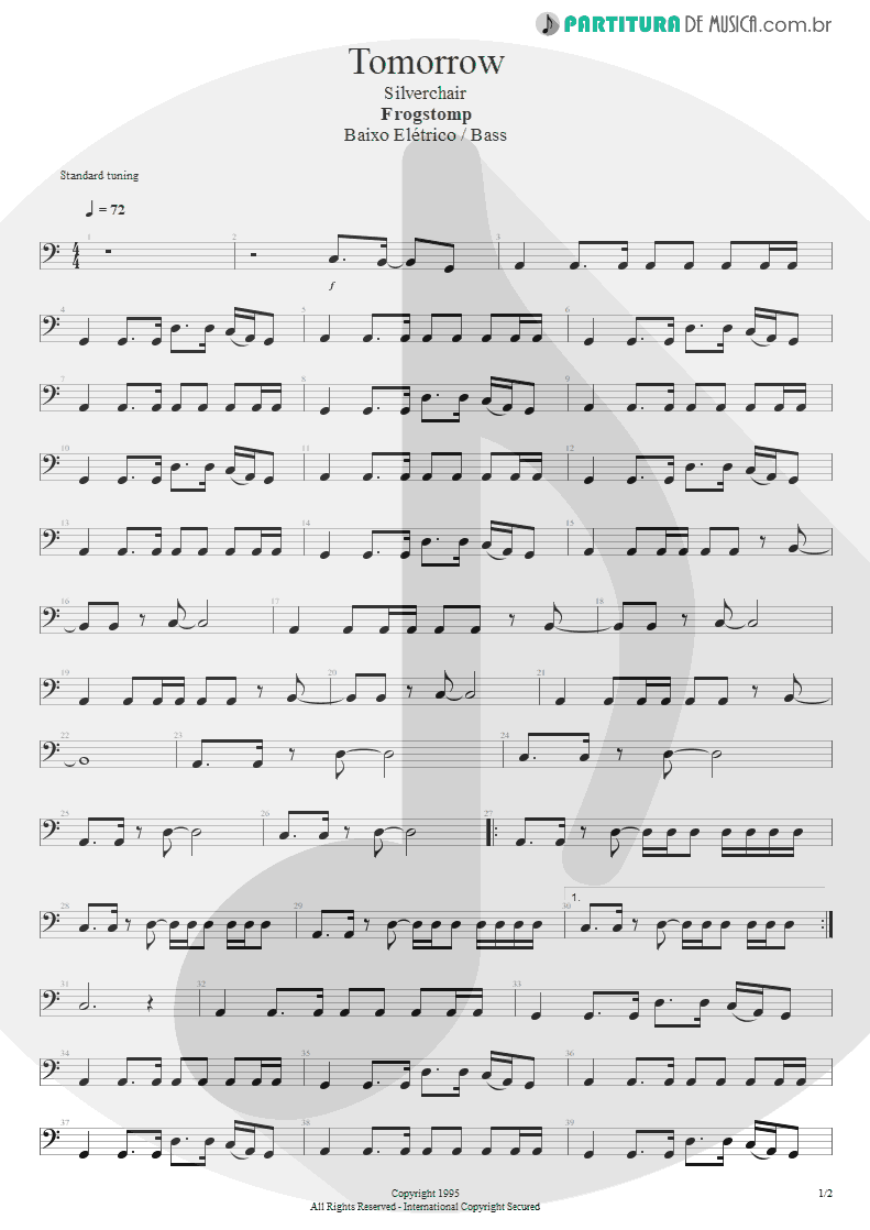 Partitura de musica de Baixo Elétrico - Tomorrow | Silverchair | Frogstomp 1995 - pag 1