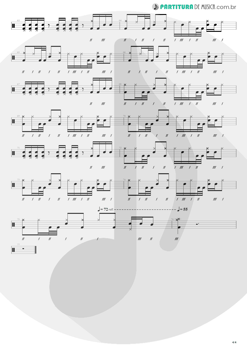 Partitura de musica de Bateria - Tomorrow | Silverchair | Frogstomp 1995 - pag 4