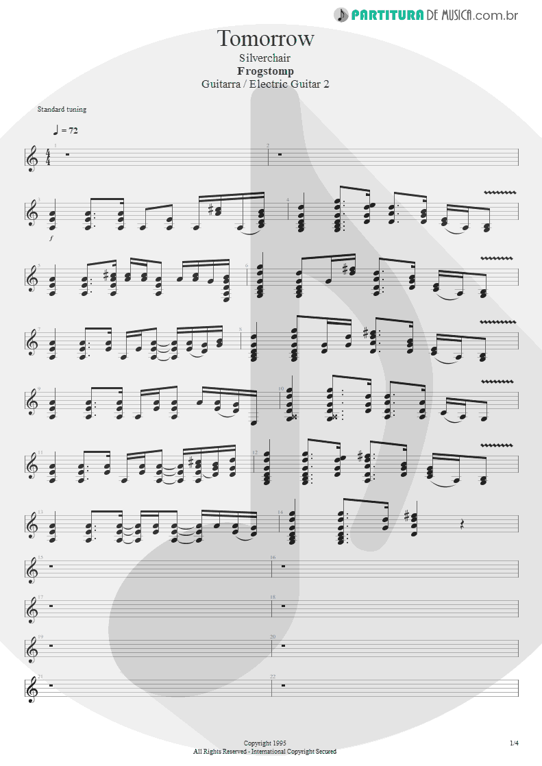 Partitura de musica de Guitarra Elétrica - Tomorrow | Silverchair | Frogstomp 1995 - pag 1