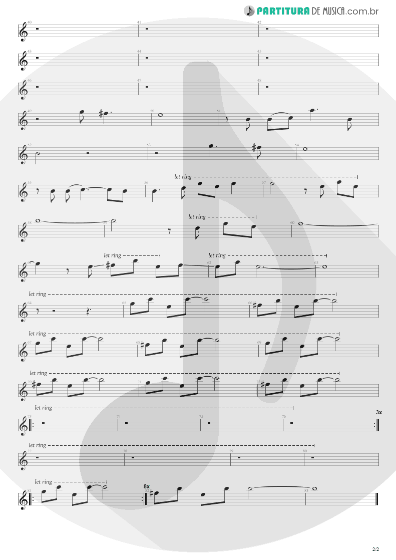 Partitura de musica de Guitarra Elétrica - Cemetery | Silverchair | Freak Show 1996 - pag 2