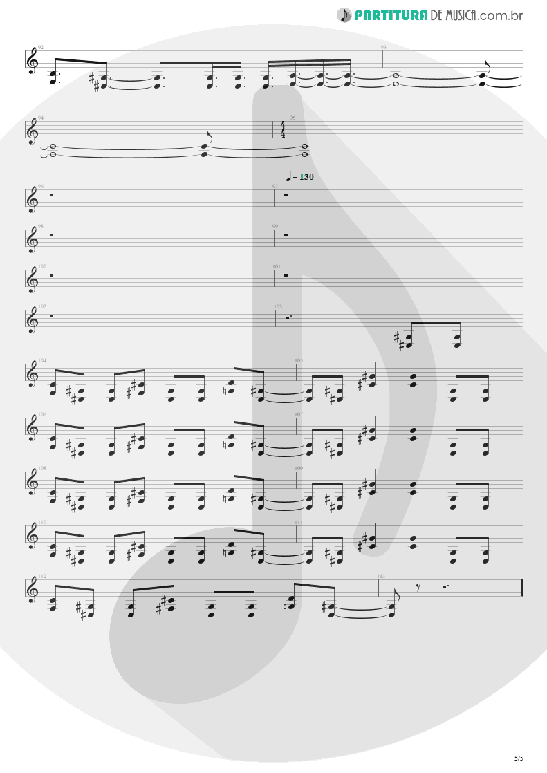 Partitura de musica de Guitarra Elétrica - Spawn Again | Silverchair | Neon Ballroom 1999 - pag 5