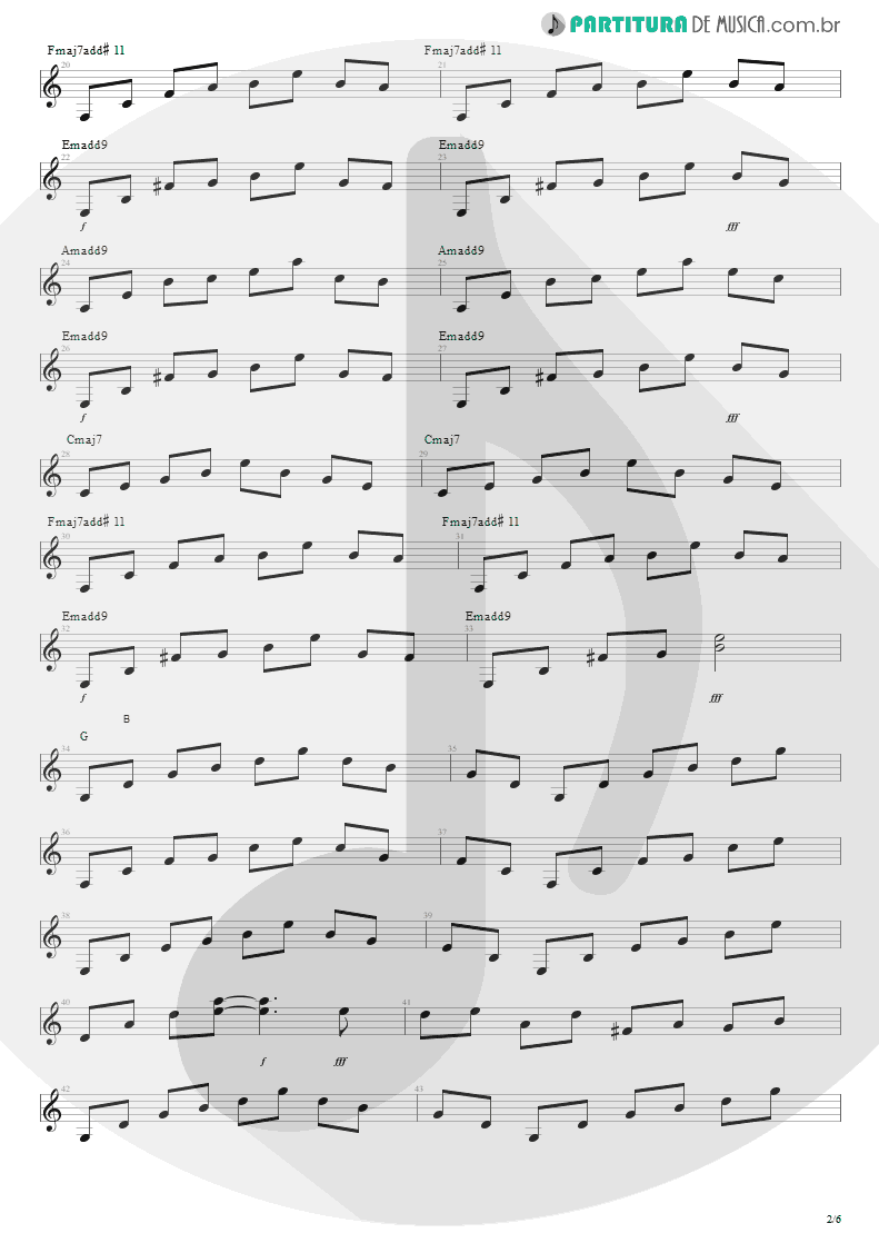 Partitura de musica de Sitar - For The Love Of God | Steve Vai | Passion and Warfare 1990 - pag 2