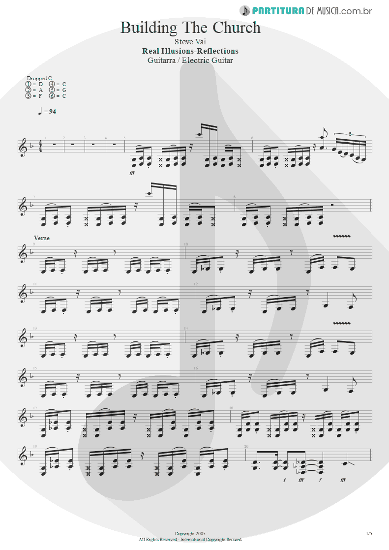 Partitura de musica de Guitarra Elétrica - Building The Church | Steve Vai | Real Illusions: Reflections 2005 - pag 1