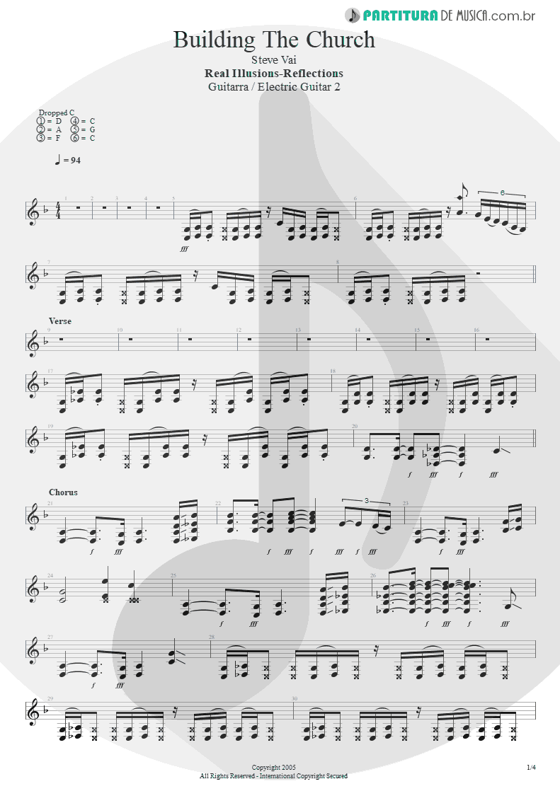Partitura de musica de Guitarra Elétrica - Building The Church | Steve Vai | Real Illusions: Reflections 2005 - pag 1