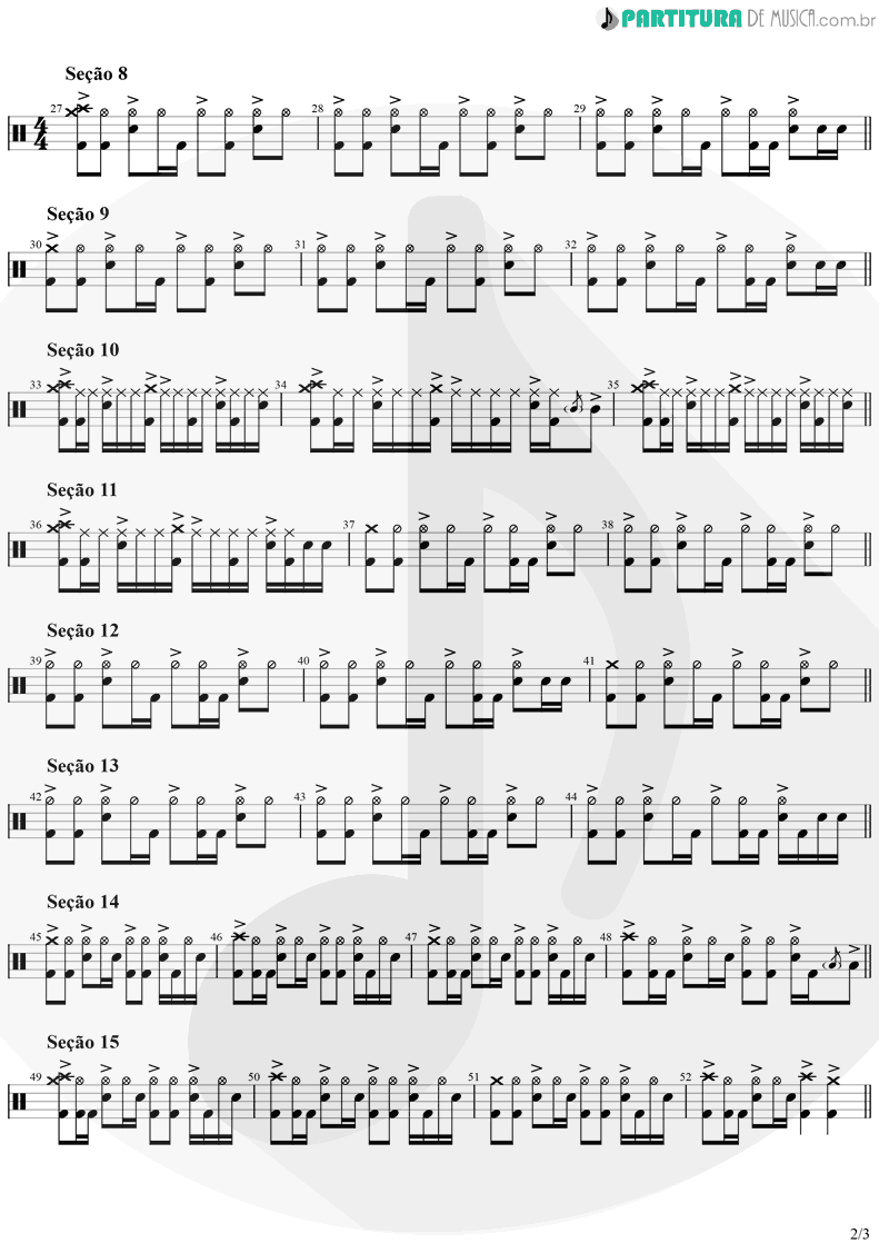 Partitura de musica de Bateria - Plush | Stone Temple Pilots | Core 1992 - pag 2