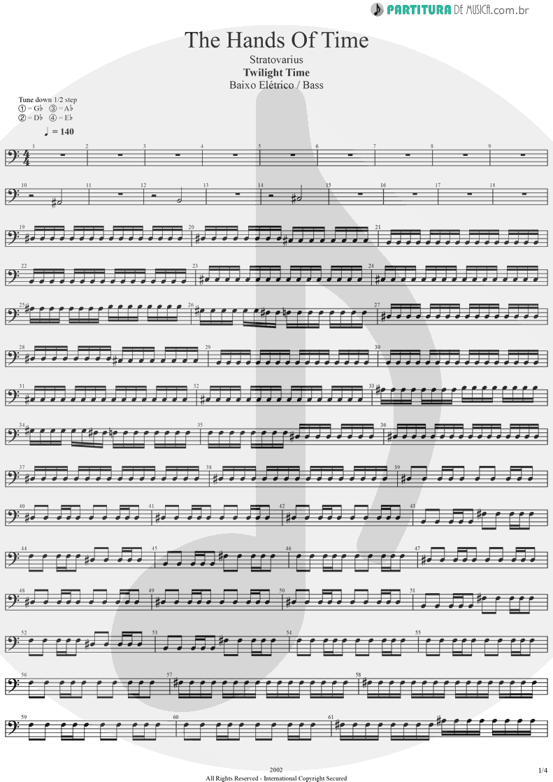 Partitura de musica de Baixo Elétrico - The Hands Of Time | Stratovarius | Twilight Time 1992 - pag 1