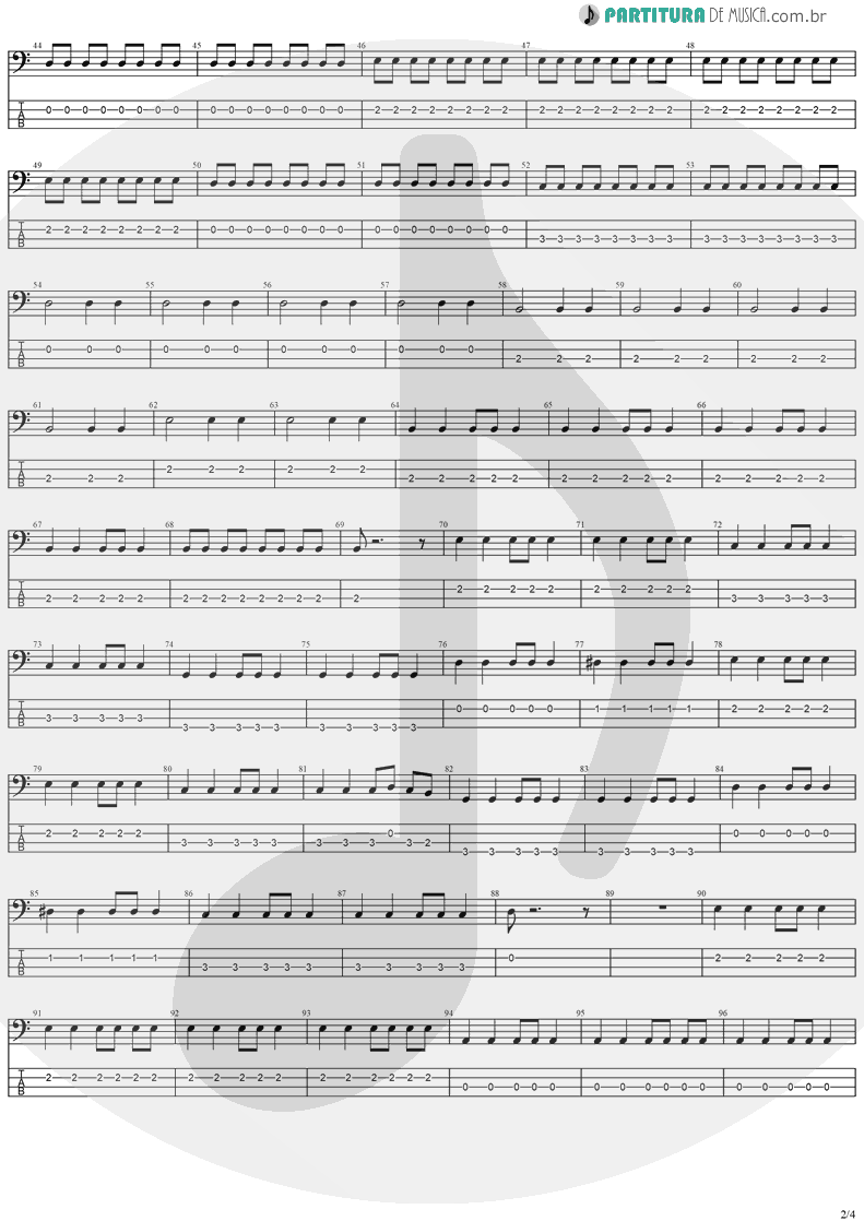 Tablatura + Partitura de musica de Baixo Elétrico - Hold On To Your Dream | Stratovarius | Dreamspace 1994 - pag 2