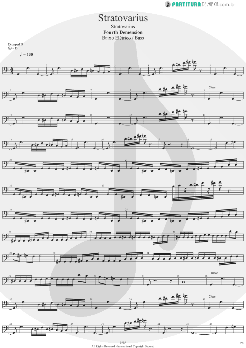 Partitura de musica de Baixo Elétrico - Stratovarius | Stratovarius | Fourth Dimension 1995 - pag 1