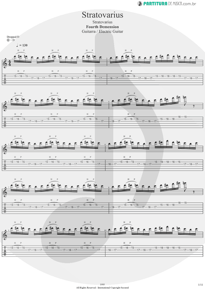 Tablatura + Partitura de musica de Guitarra Elétrica - Stratovarius | Stratovarius | Fourth Dimension 1995 - pag 1