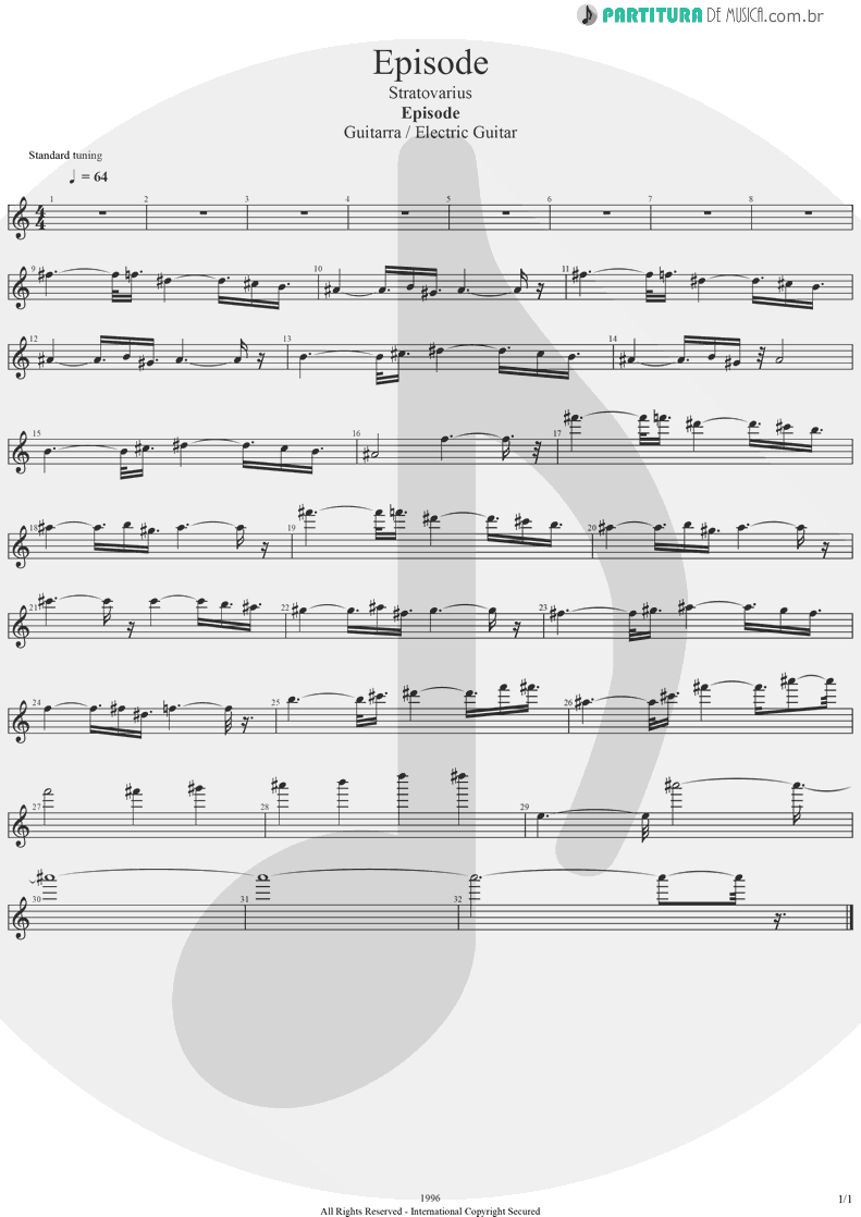 Partitura de musica de Guitarra Elétrica - Episode | Stratovarius | Episode 1996 - pag 1