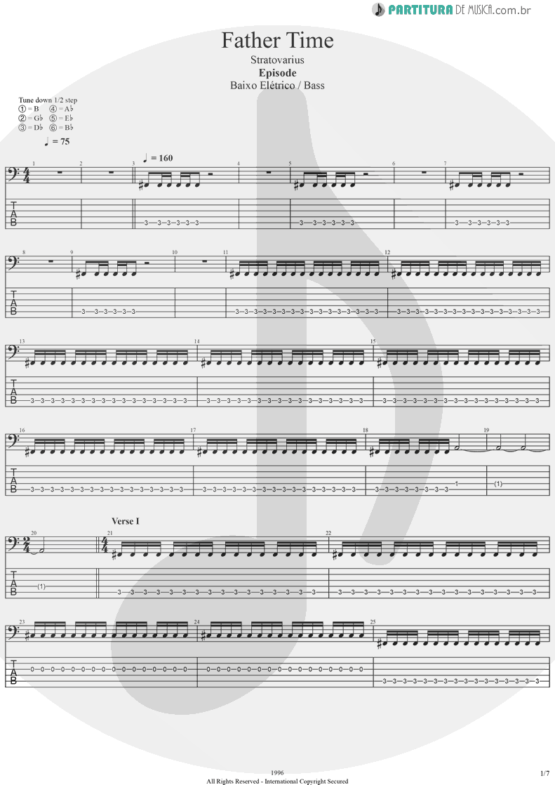 Tablatura + Partitura de musica de Baixo Elétrico - Father Time | Stratovarius | Episode 1996 - pag 1