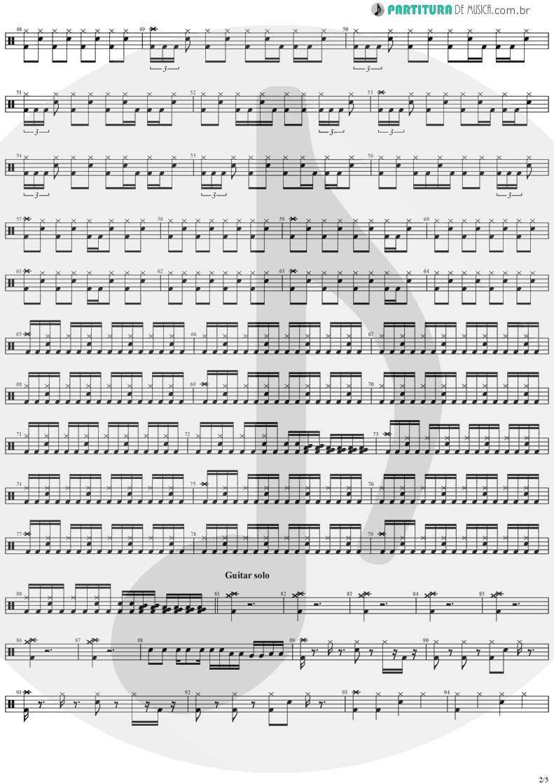 Partitura de musica de Bateria - Black Diamond | Stratovarius | Visions 1997 - pag 2