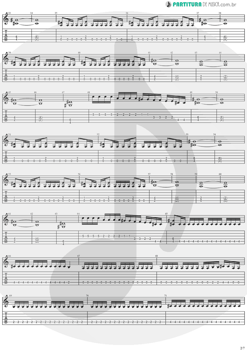 Tablatura + Partitura de musica de Guitarra Elétrica - Black Diamond | Stratovarius | Visions 1997 - pag 2