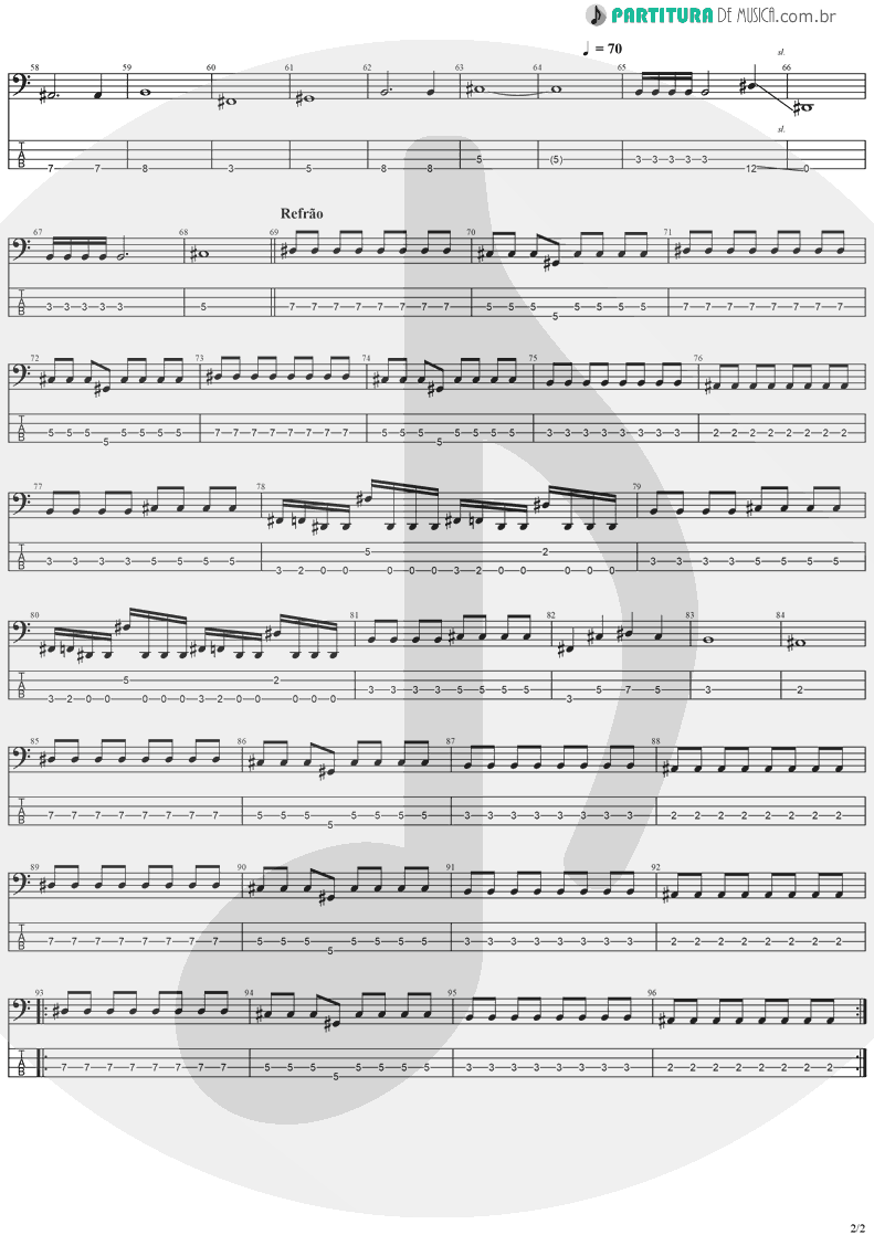 Tablatura + Partitura de musica de Baixo Elétrico - Coming Home | Stratovarius | Visions 1997 - pag 2