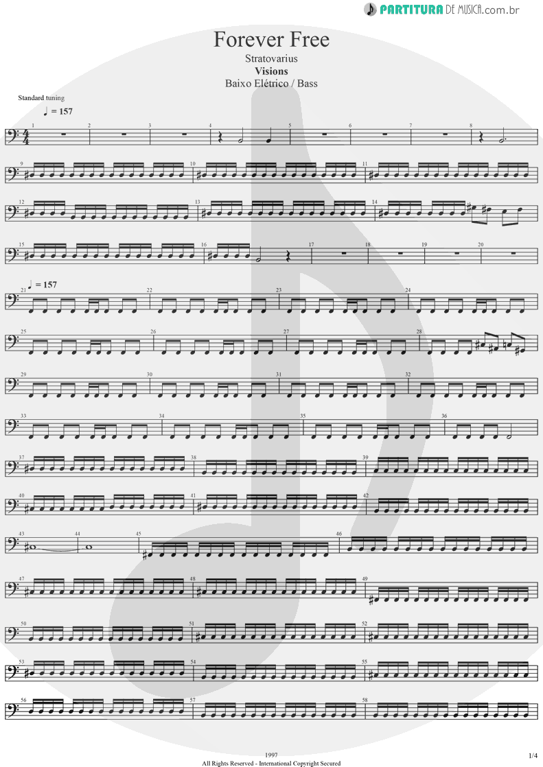 Partitura de musica de Baixo Elétrico - Forever Free | Stratovarius | Visions 1997 - pag 1