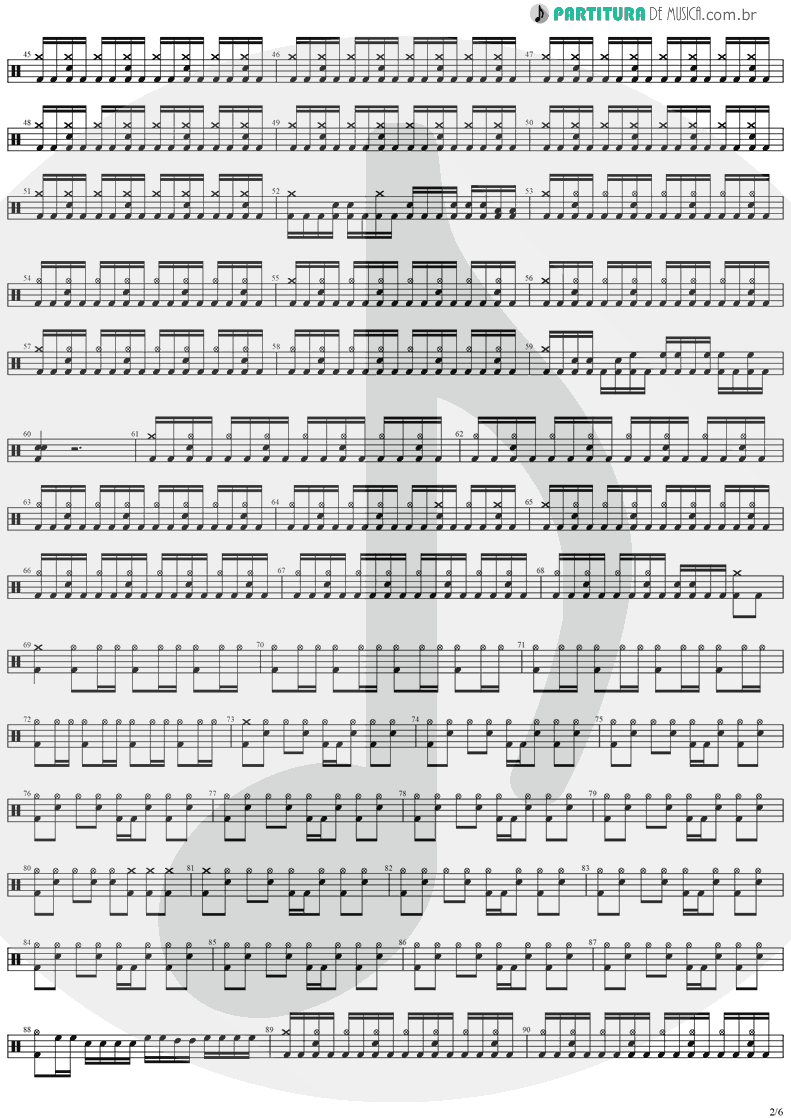 Partitura de musica de Bateria - Forever Free | Stratovarius | Visions 1997 - pag 2