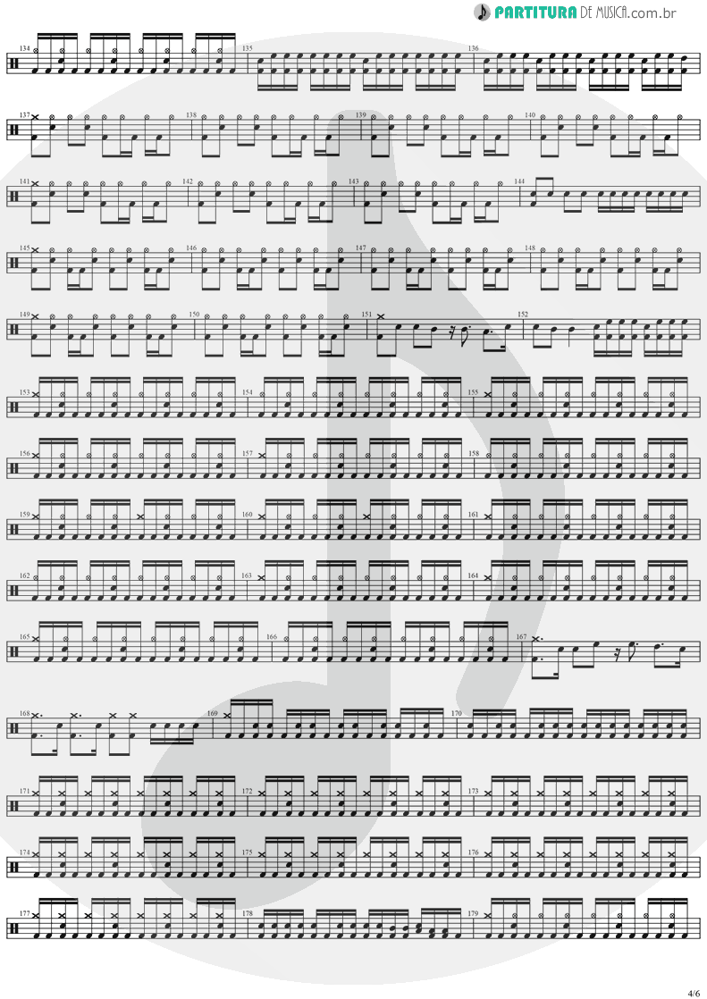 Partitura de musica de Bateria - Forever Free | Stratovarius | Visions 1997 - pag 4