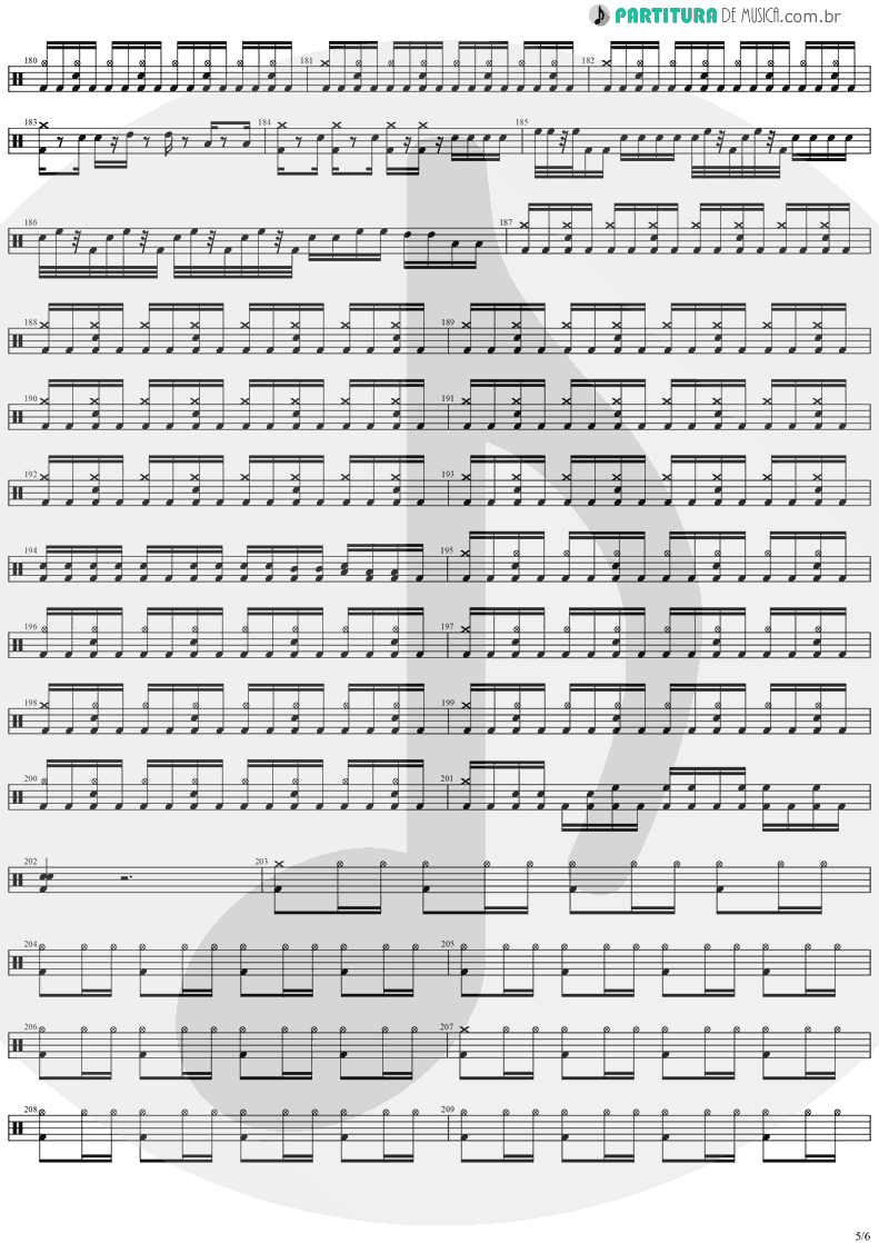 Partitura de musica de Bateria - Forever Free | Stratovarius | Visions 1997 - pag 5