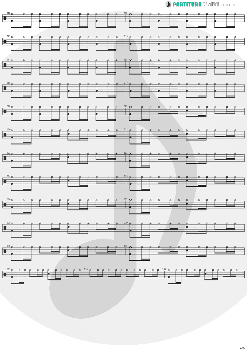 Partitura de musica de Bateria - Forever Free | Stratovarius | Visions 1997 - pag 6
