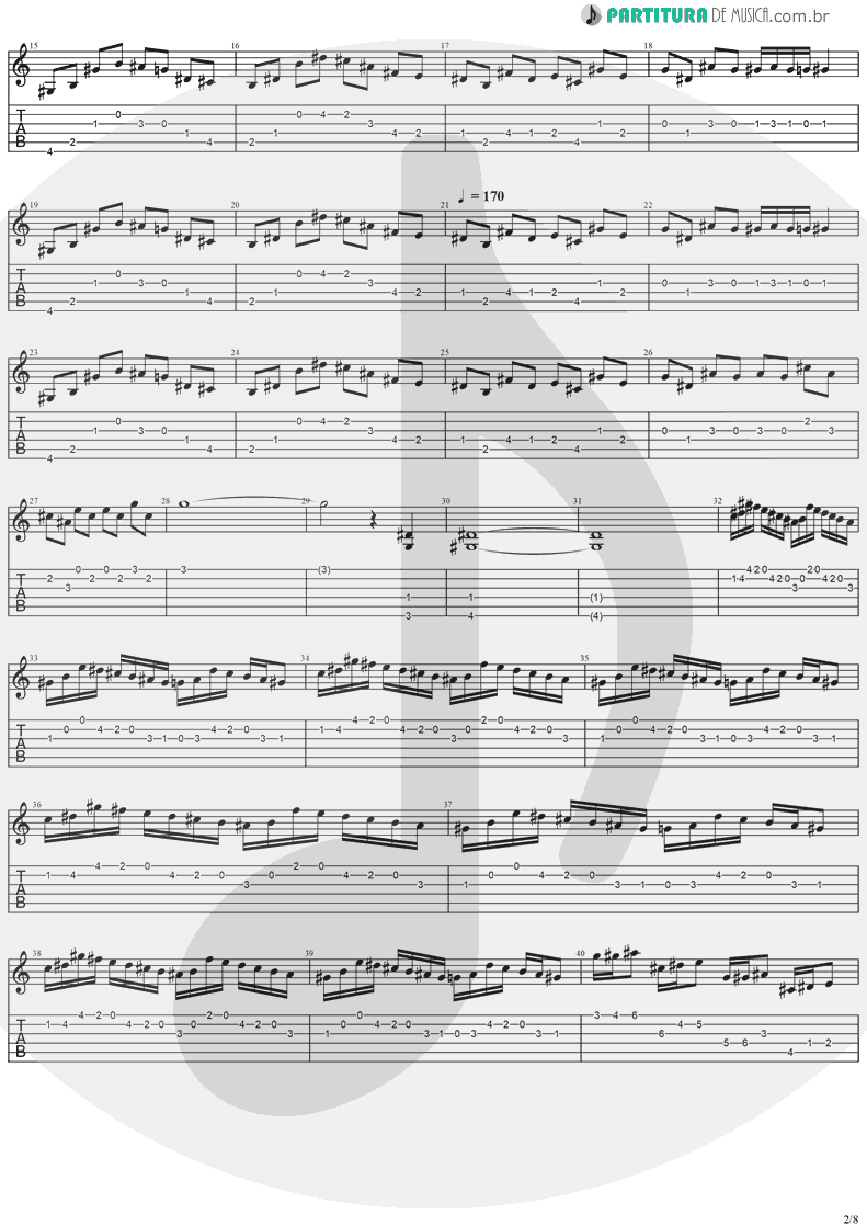 Tablatura + Partitura de musica de Guitarra Elétrica - Holy Light | Stratovarius | Visions 1997 - pag 2