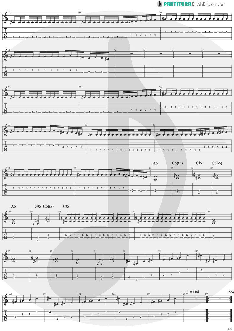 Tablatura + Partitura de musica de Guitarra Elétrica - Holy Light | Stratovarius | Visions 1997 - pag 3