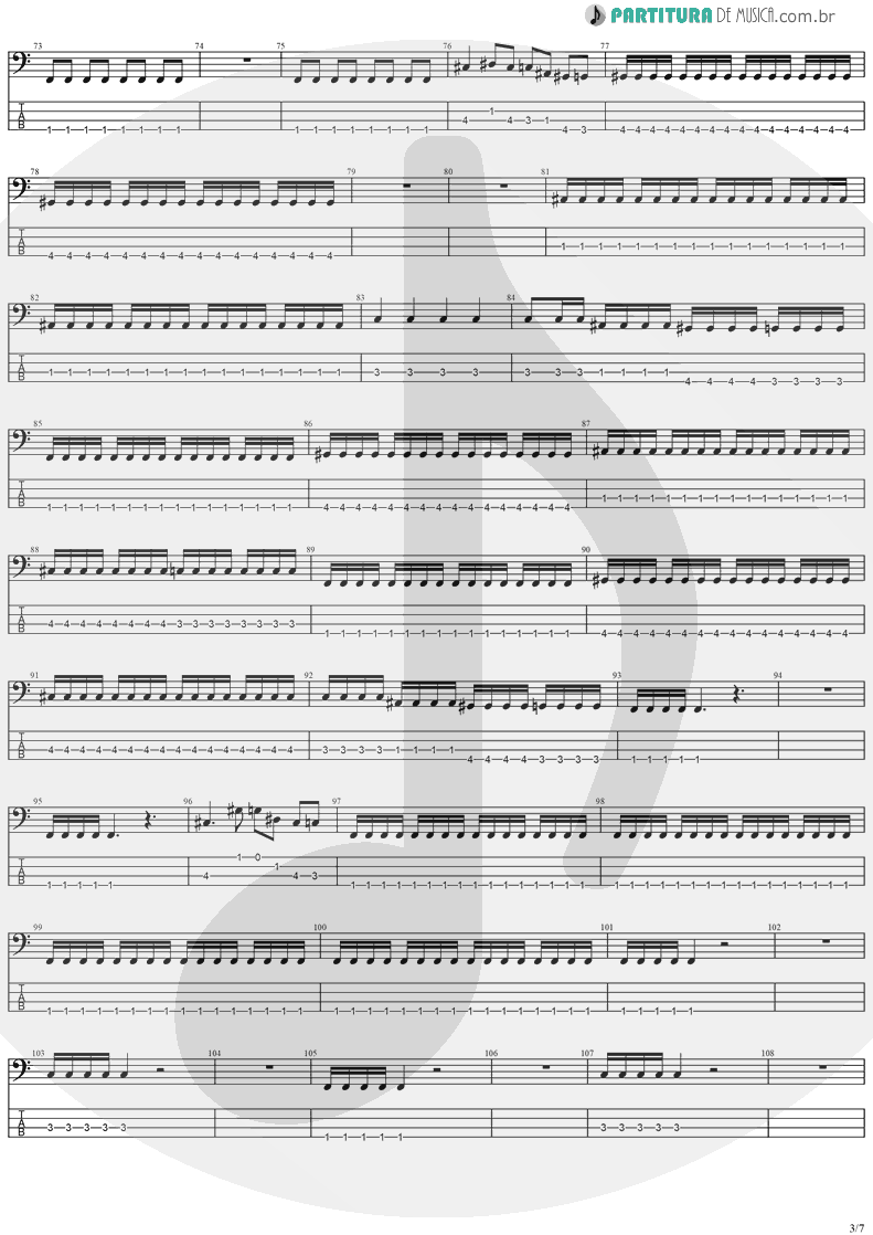 Tablatura + Partitura de musica de Baixo Elétrico - Legions | Stratovarius | Visions 1997 - pag 3