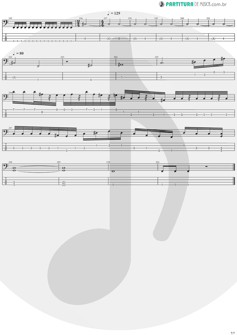 Tablatura + Partitura de musica de Baixo Elétrico - Legions | Stratovarius | Visions 1997 - pag 7