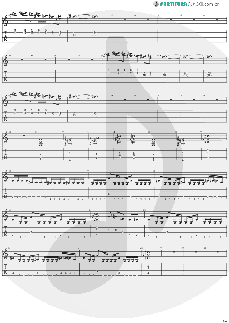Tablatura + Partitura de musica de Guitarra Elétrica - Legions | Stratovarius | Visions 1997 - pag 2