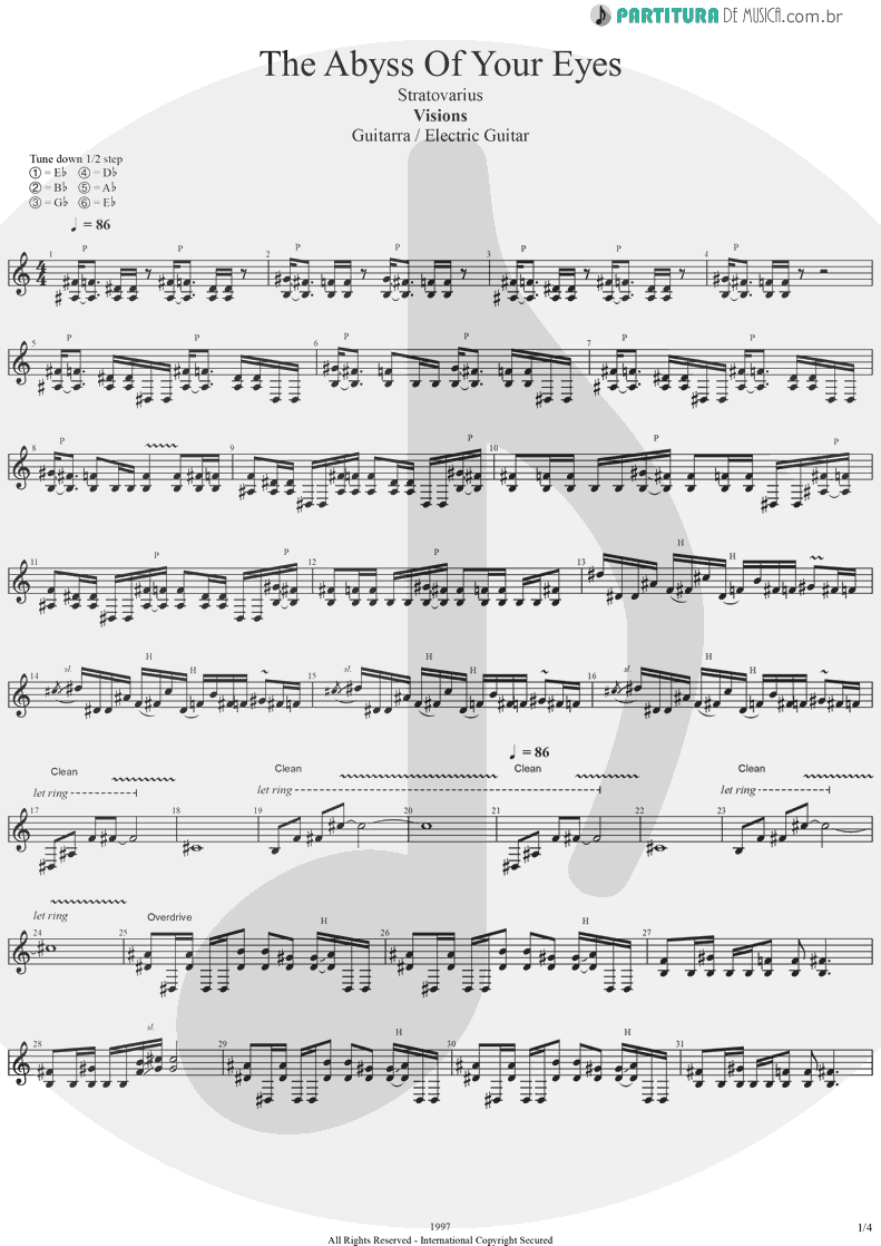 Partitura de musica de Guitarra Elétrica - The Abyss Of Your Eyes | Stratovarius | Visions 1997 - pag 1