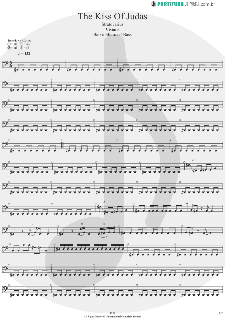 Partitura de musica de Baixo Elétrico - The Kiss Of Judas | Stratovarius | Visions 1997 - pag 1