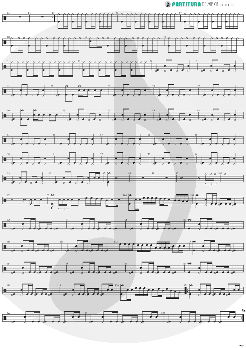 Partitura de musica de Bateria - The Kiss Of Judas | Stratovarius | Visions 1997 - pag 2