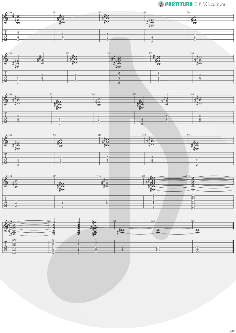 Tablatura + Partitura de musica de Guitarra Elétrica - Visions | Stratovarius | Visions 1997 - pag 8