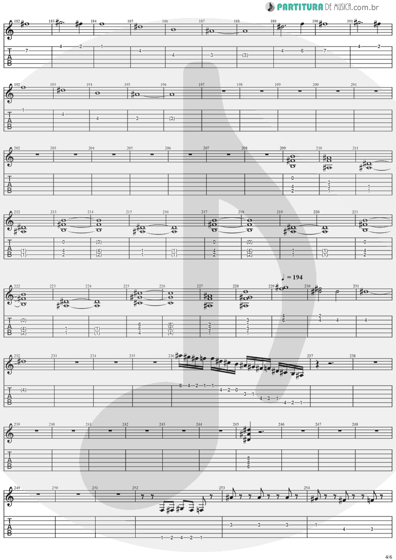 Tablatura + Partitura de musica de Guitarra Elétrica - Visions | Stratovarius | Visions 1997 - pag 4