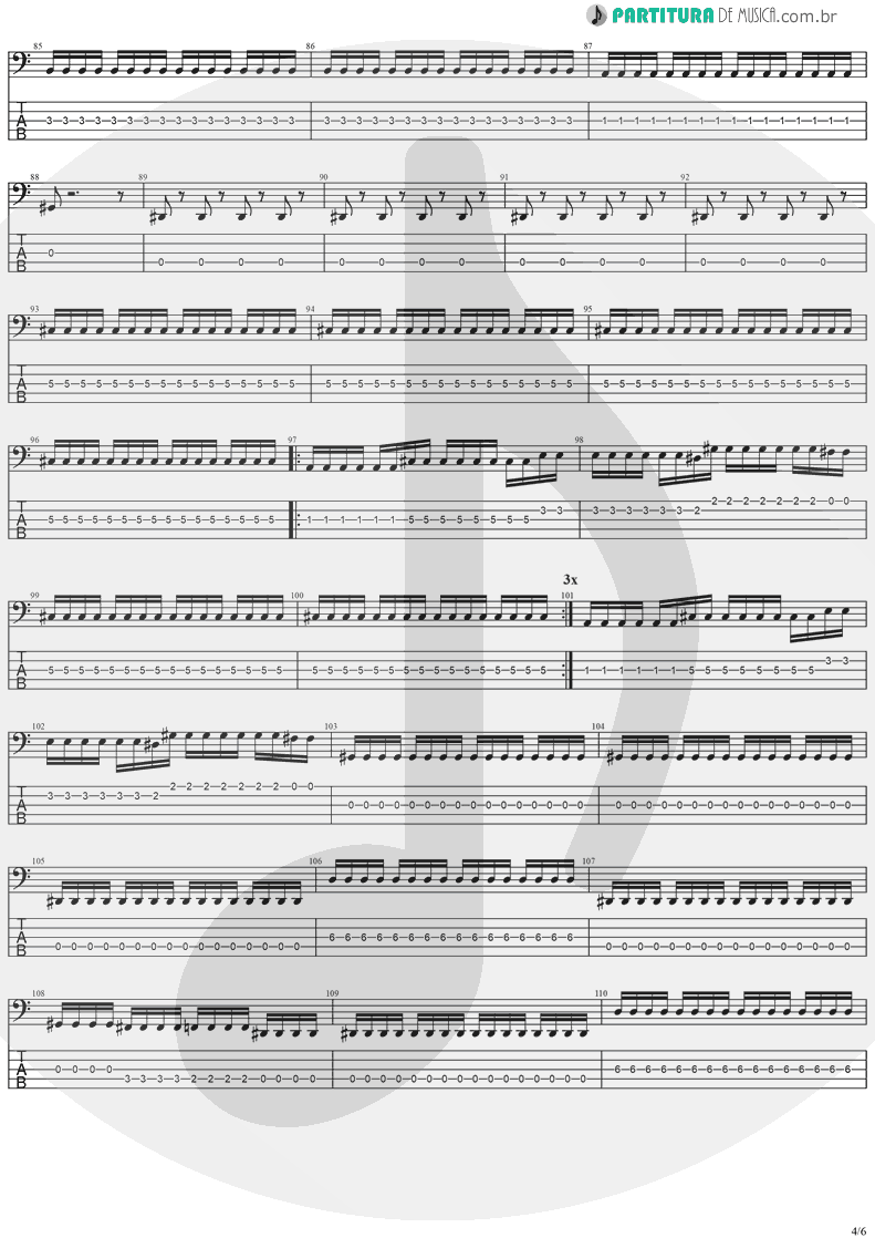 Tablatura + Partitura de musica de Baixo Elétrico - No Turning Back | Stratovarius | Destiny 1998 - pag 4