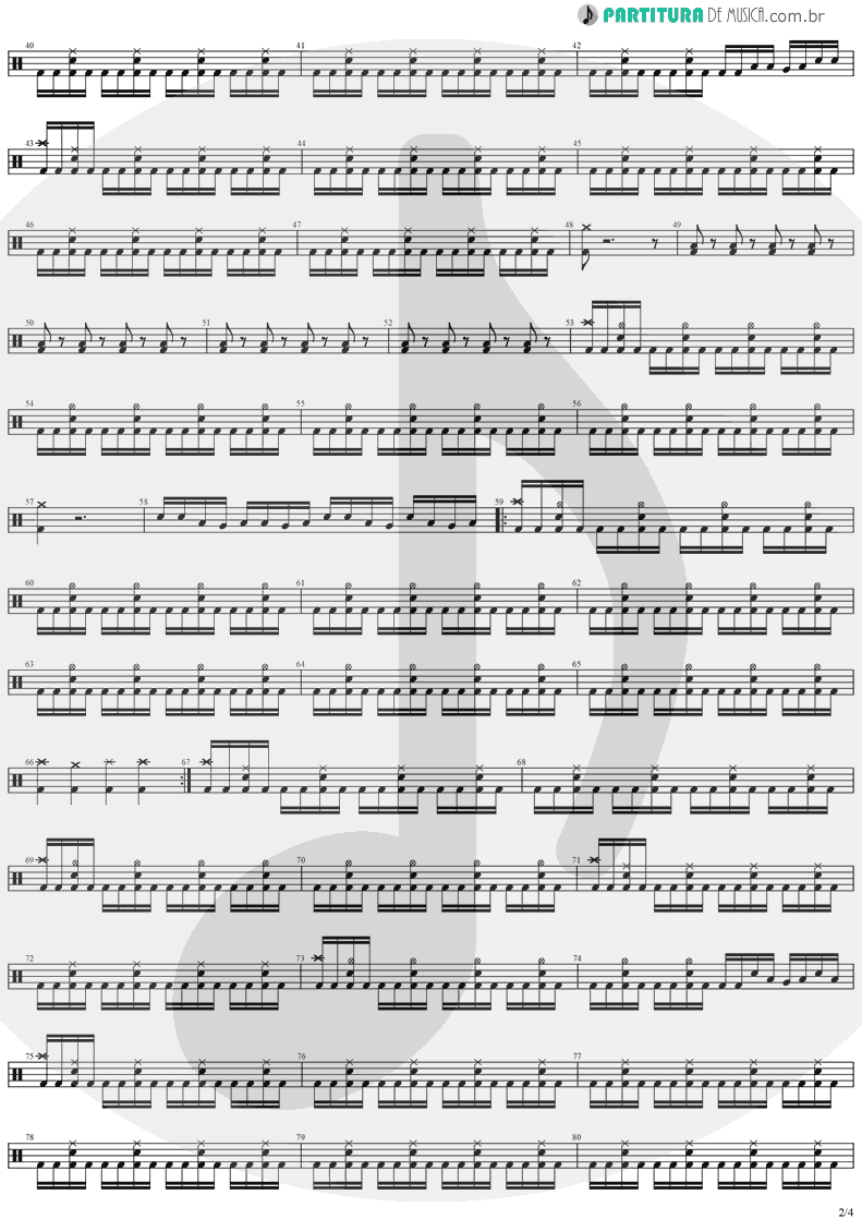 Partitura de musica de Bateria - No Turning Back | Stratovarius | Destiny 1998 - pag 2