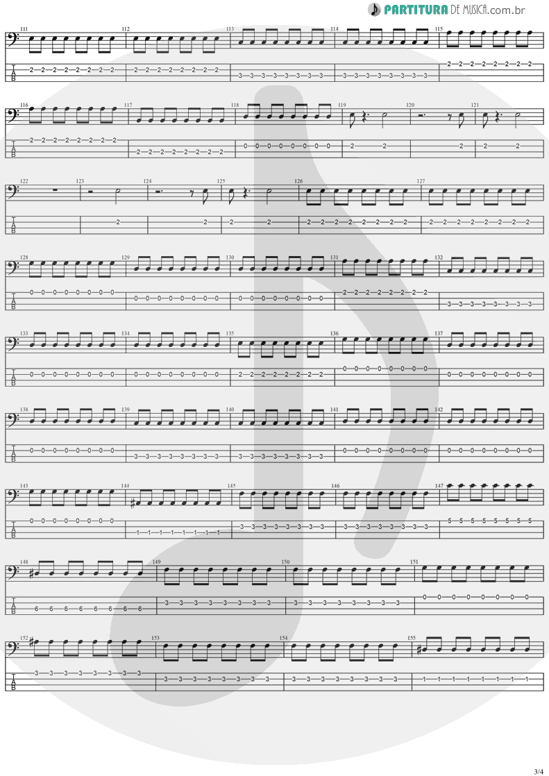 Tablatura + Partitura de musica de Baixo Elétrico - SOS | Stratovarius | Destiny 1998 - pag 3