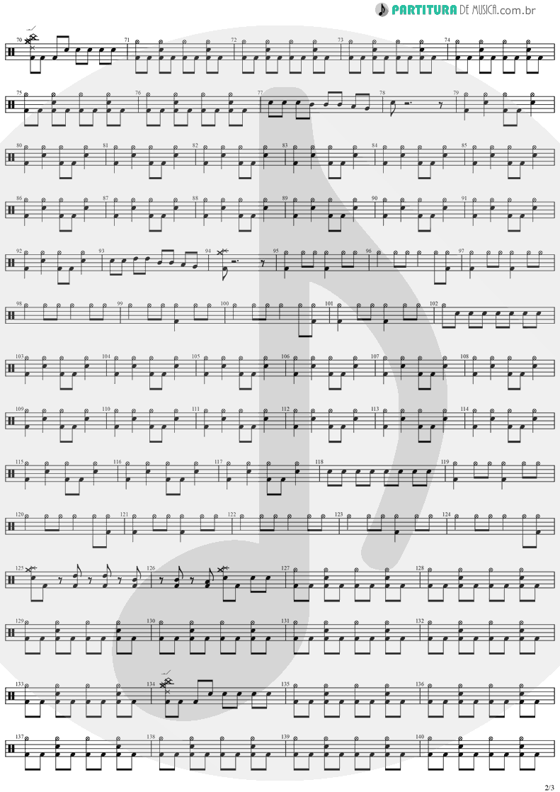 Partitura de musica de Bateria - SOS | Stratovarius | Destiny 1998 - pag 2